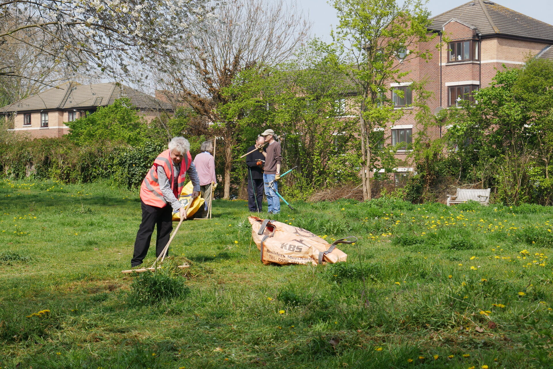 Volunteers working on land